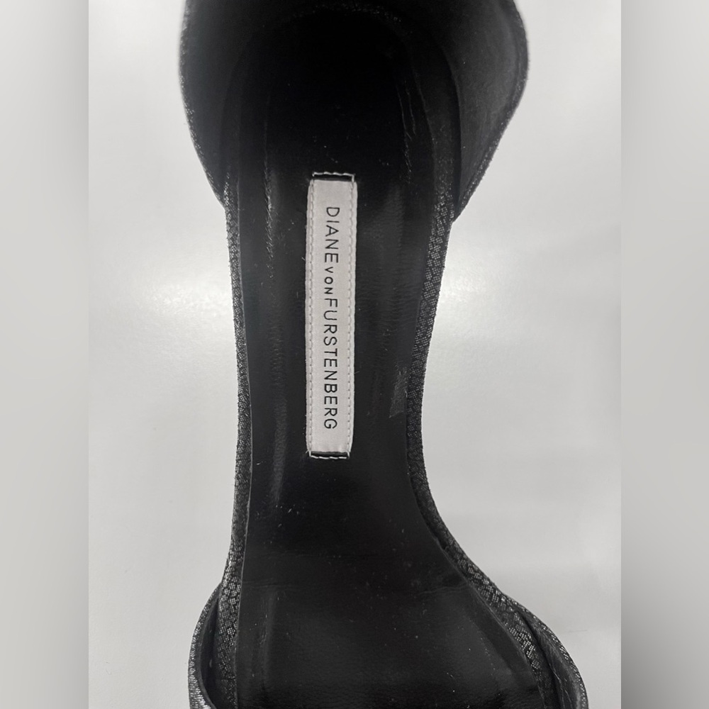 Diane Von Furstenberg Black glittery sparkly heels - Picture 7 of 9